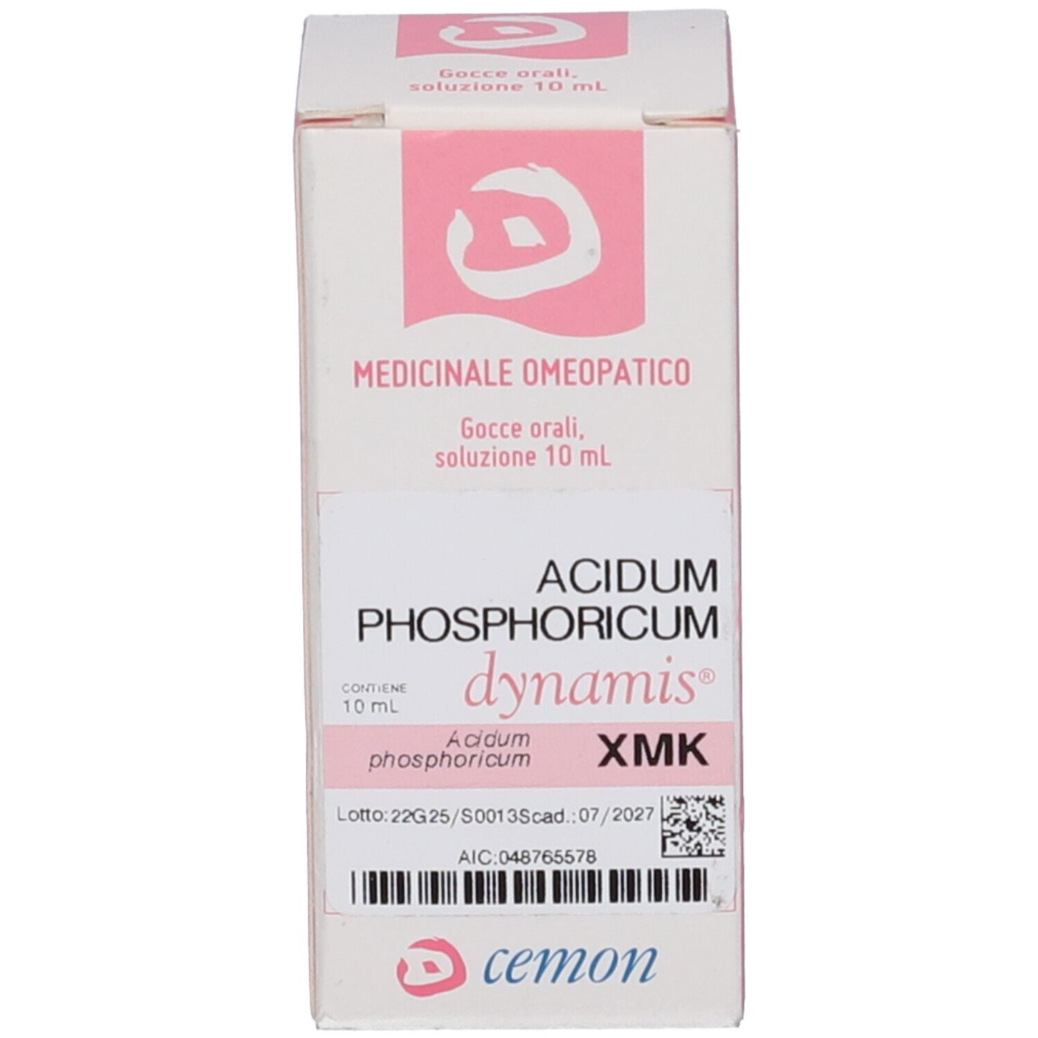 Confezione del prodotto. Scatola bianca con nome del prodotto e logo.