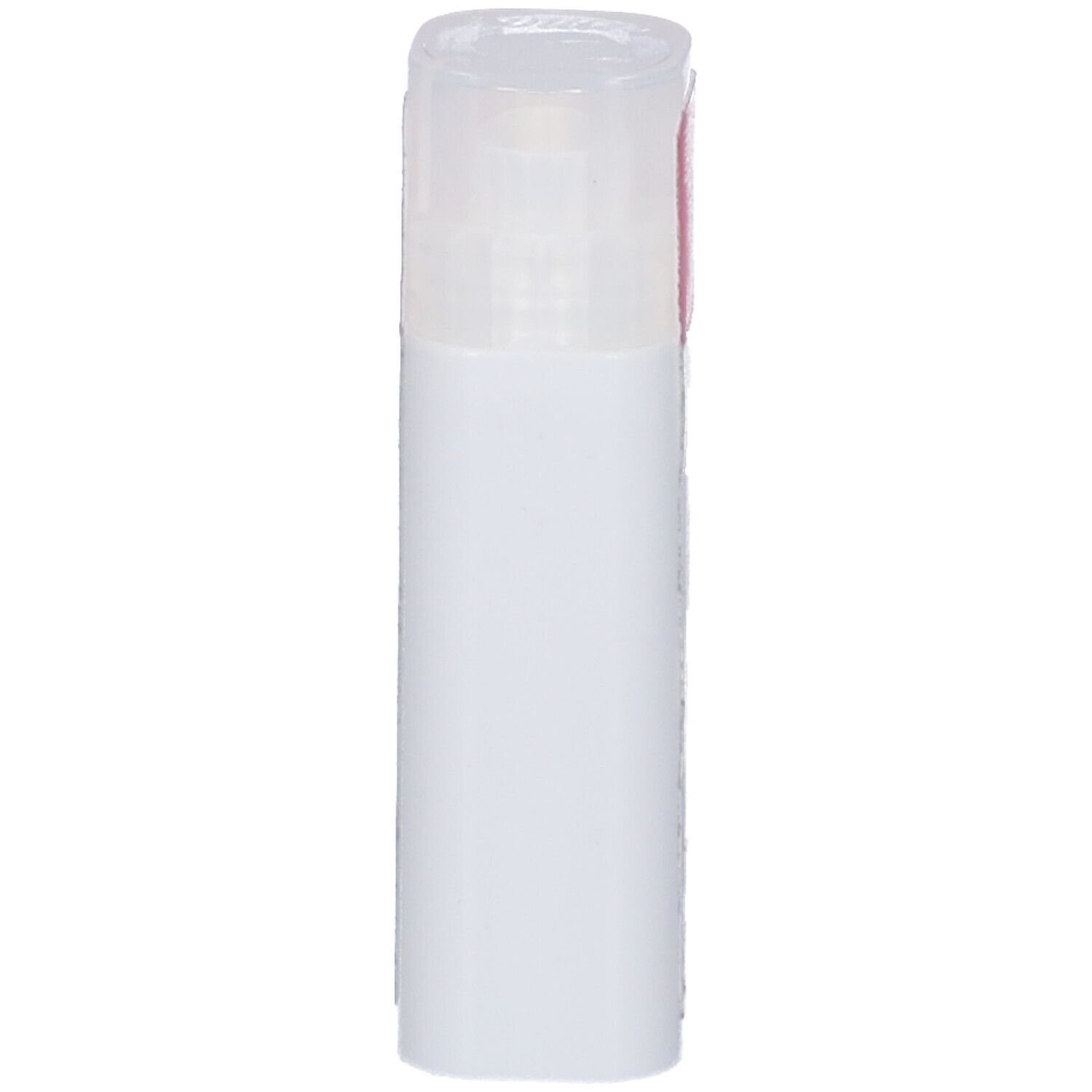 Flacone cilindrico bianco con coperchio trasparente. Nessuna scritta visibile.