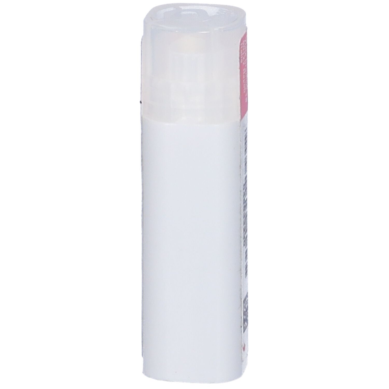 Flacone cilindrico bianco con coperchio trasparente. Nessun altro dettaglio visibile.