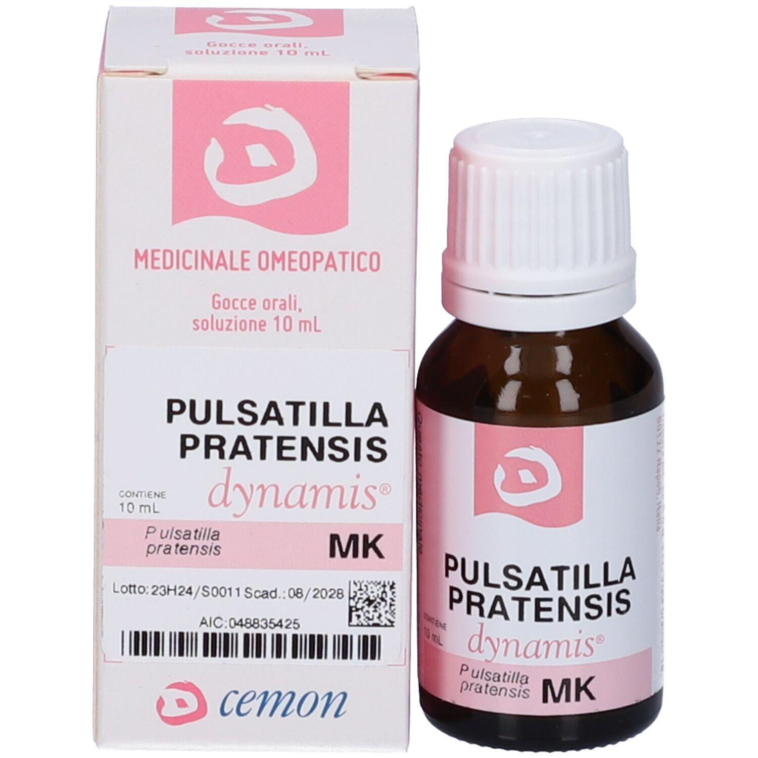 Flacone e confezione. Flacone e scatola con nome del prodotto e logo.