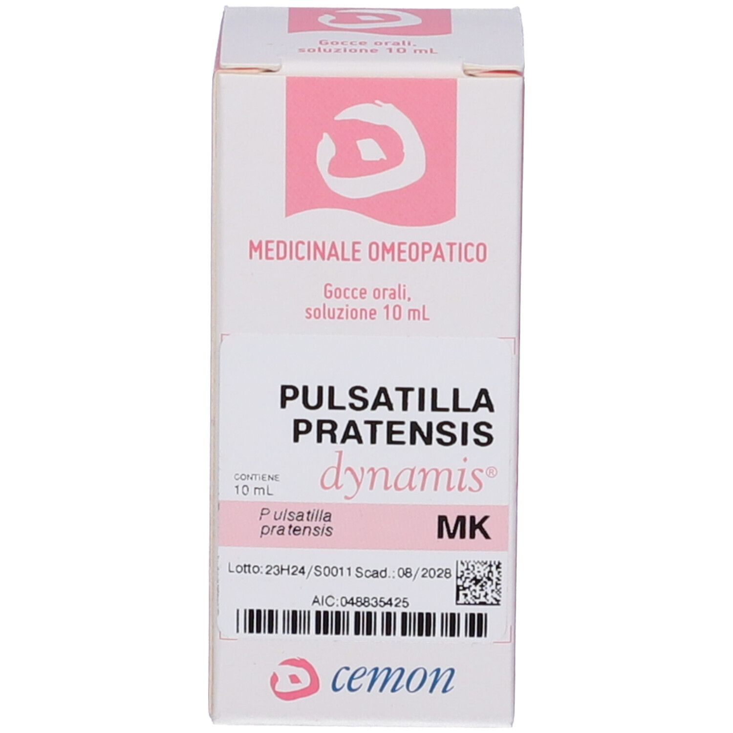 Confezione del prodotto. Scatola con nome del prodotto, logo e testo.