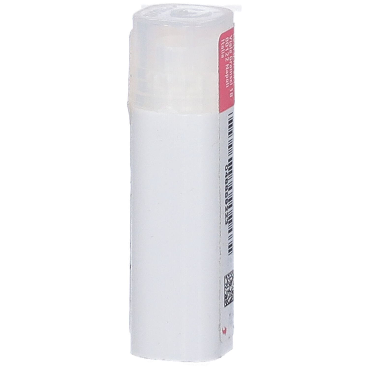 Confezione cilindrica bianca con etichetta rosa. Testo: cemon. Indirizzo e codice a barre visibili.