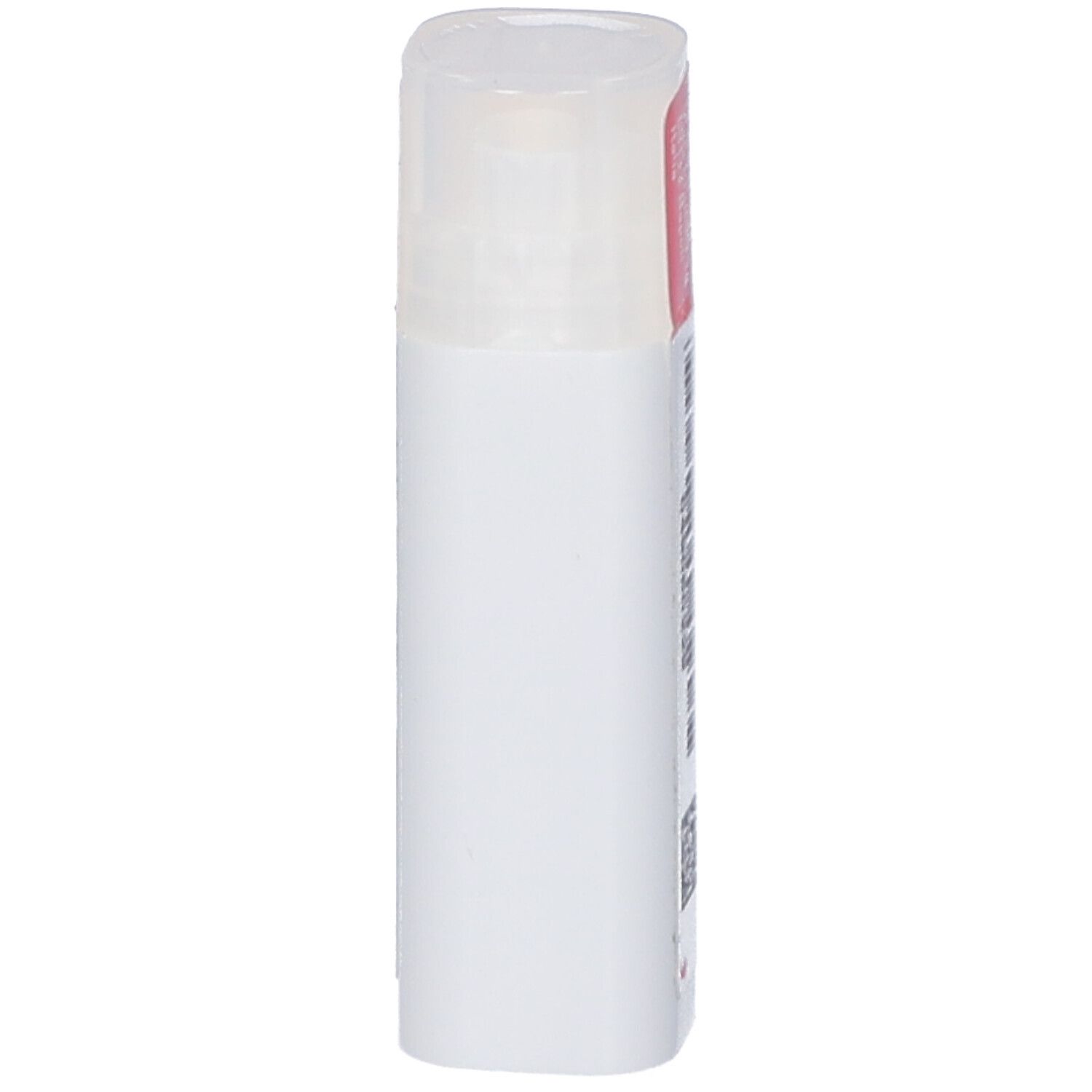 Flacone cilindrico bianco con coperchio trasparente. Nessuna scritta visibile.