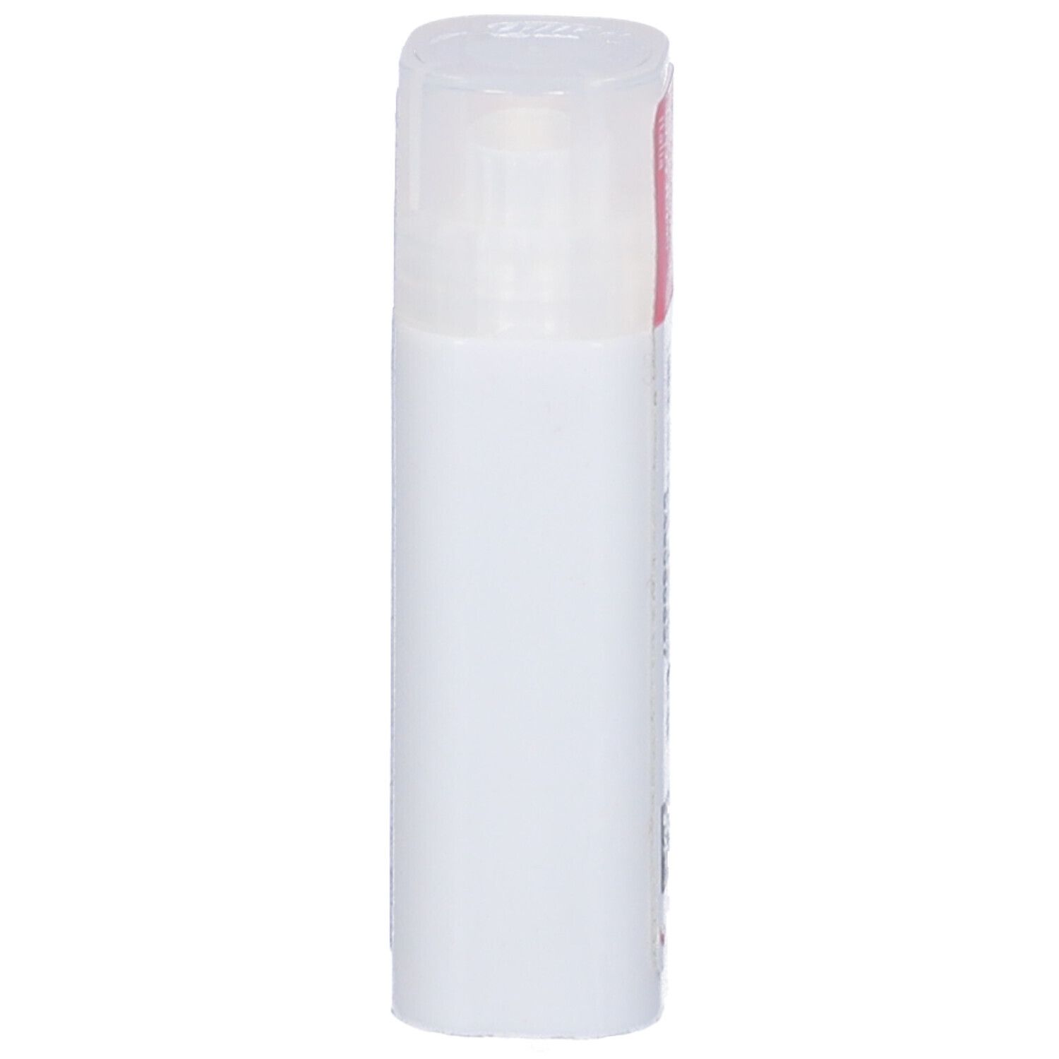 Flacone cilindrico bianco con coperchio trasparente. Nessun'altra caratteristica o testo visibile.