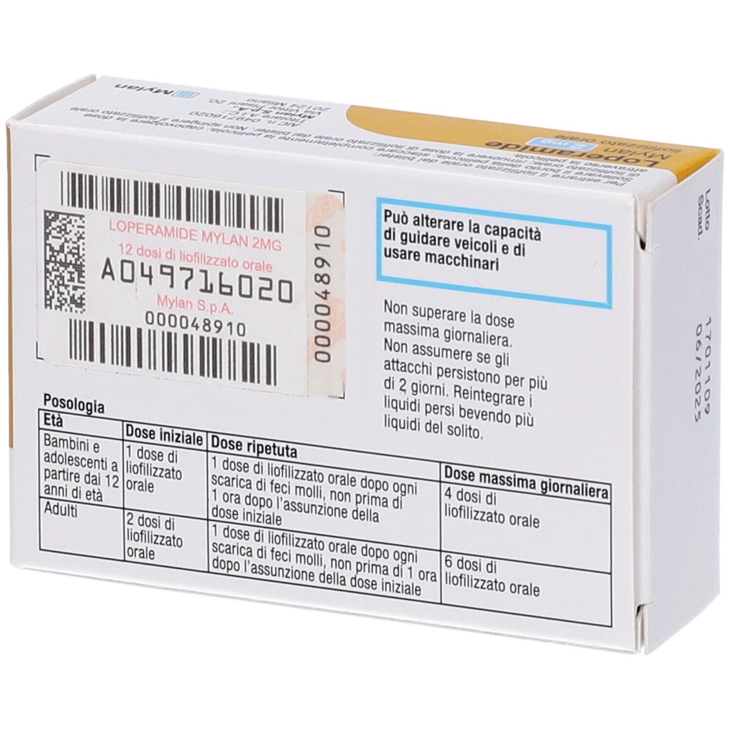 Loperamide Mylan 2 mg liofilizzato orale