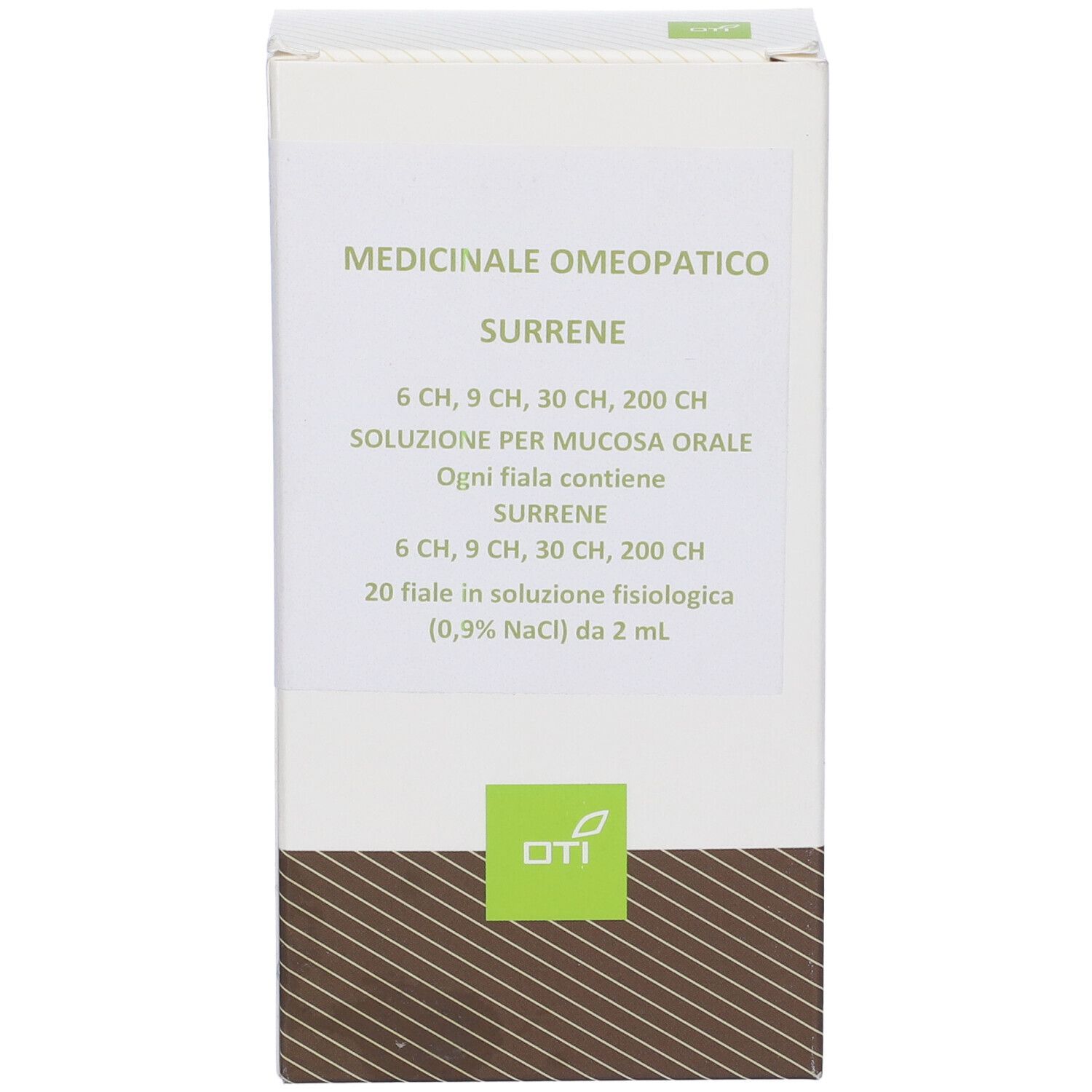 Confezione del prodotto con testo: SURRENE, 6 CH, 9 CH, 30 CH, 200 CH. Logo Oti.