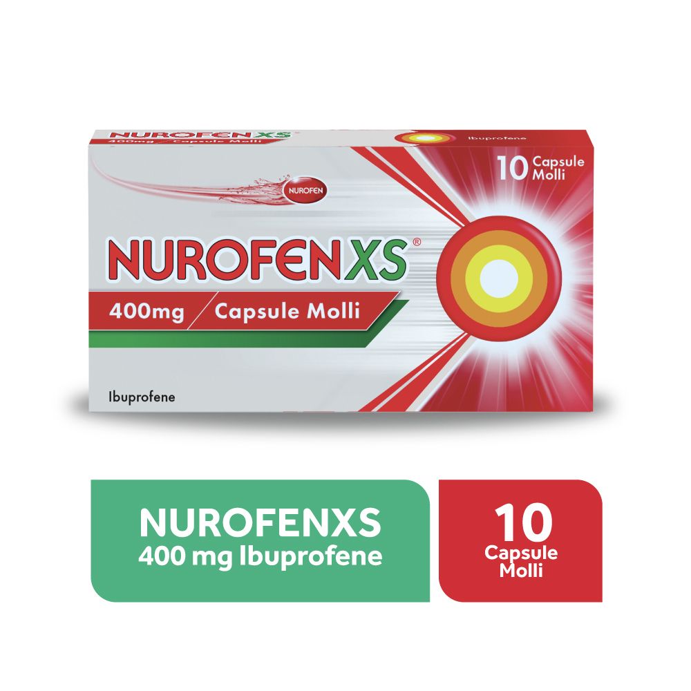 NurofenXS 400mg 10 Capsule Molli Per Mal di Testa Dolori Ai Denti e Muscolari