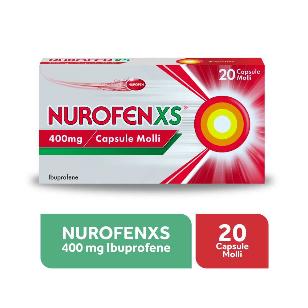 NurofenXS 400mg 20 Capsule Molli Per Mal di Testa Dolori Ai Denti e Muscolari