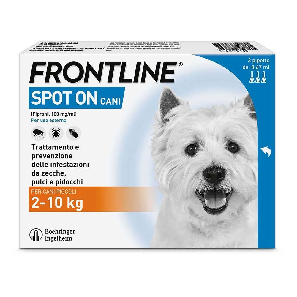 Frontline Spot On Cani x3 Pipette, Antiparassitario per Cani (2-10Kg) Contro Pulci, Zecche E Pidocchi 