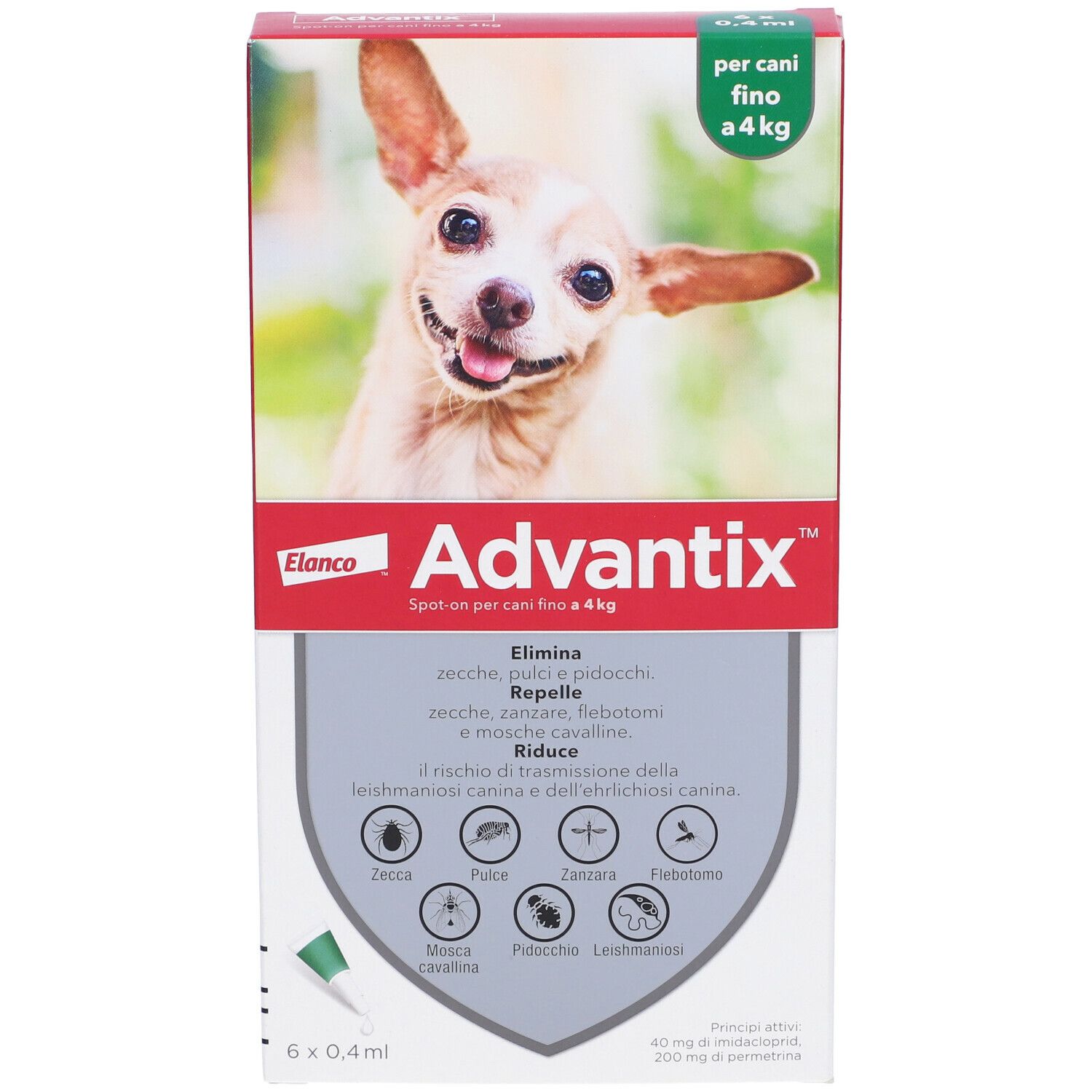Advantix Spot-on Per Cani Fino A 4 Kg 6x0,4 ml