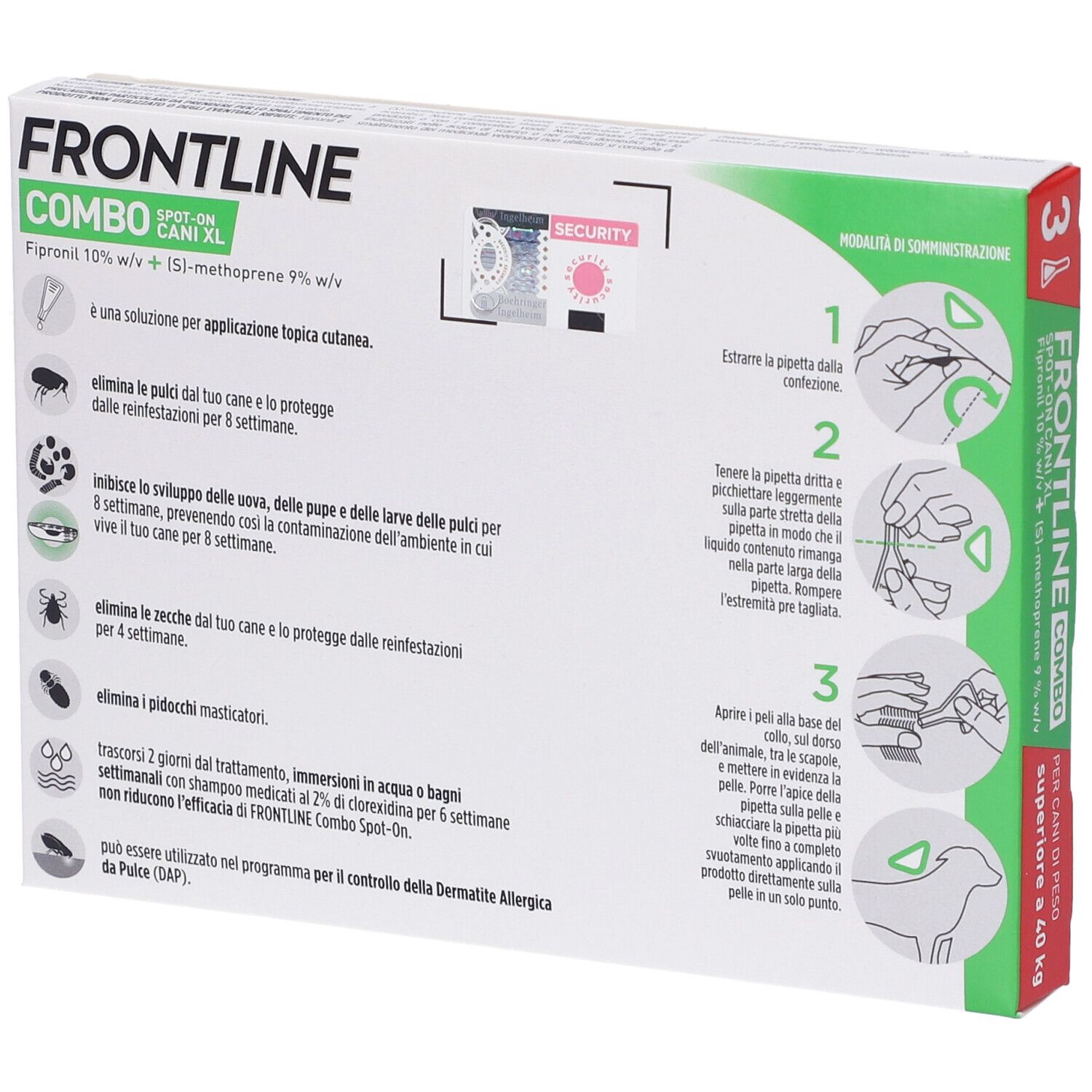 Frontline Combo Cani x3 Pipette, Antiparassitario per Cani (+40Kg) Contro Pulci, Zecche E Pidocchi