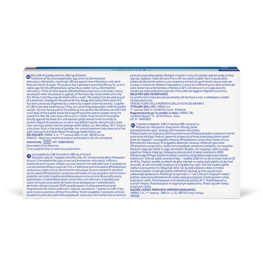 Retro della confezione. Testo in più lingue. Contiene informazioni sul prodotto e sull'uso.