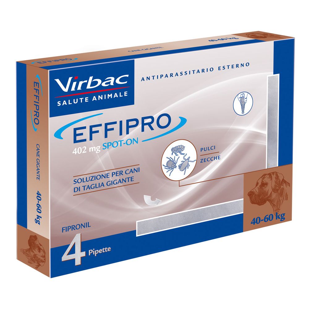 EFFIPRO spot-on soluz 4 pipette 4,02 ml 402 mg cani da 40 a 60 Kg