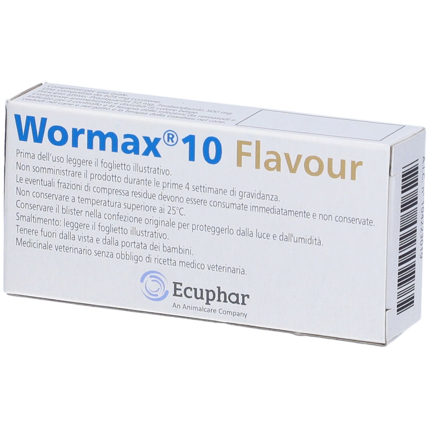 Ecuphar WOR-MAX 10 Flavour 3 Compres per Cani Gatti ⇢ Vermifugo  antiparassitario