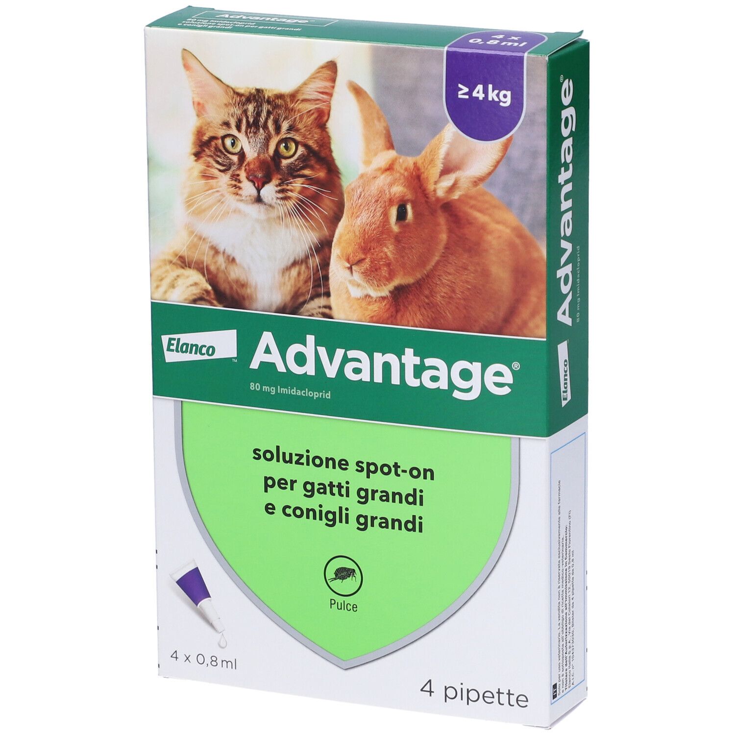 Advantage 80 Mg Soluzione Spot-On Per Gatti Grandi E Conigli Grandi