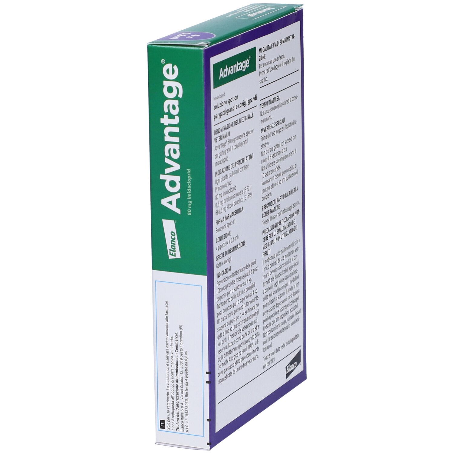 Advantage 80 Mg Soluzione Spot-On Per Gatti Grandi E Conigli Grandi