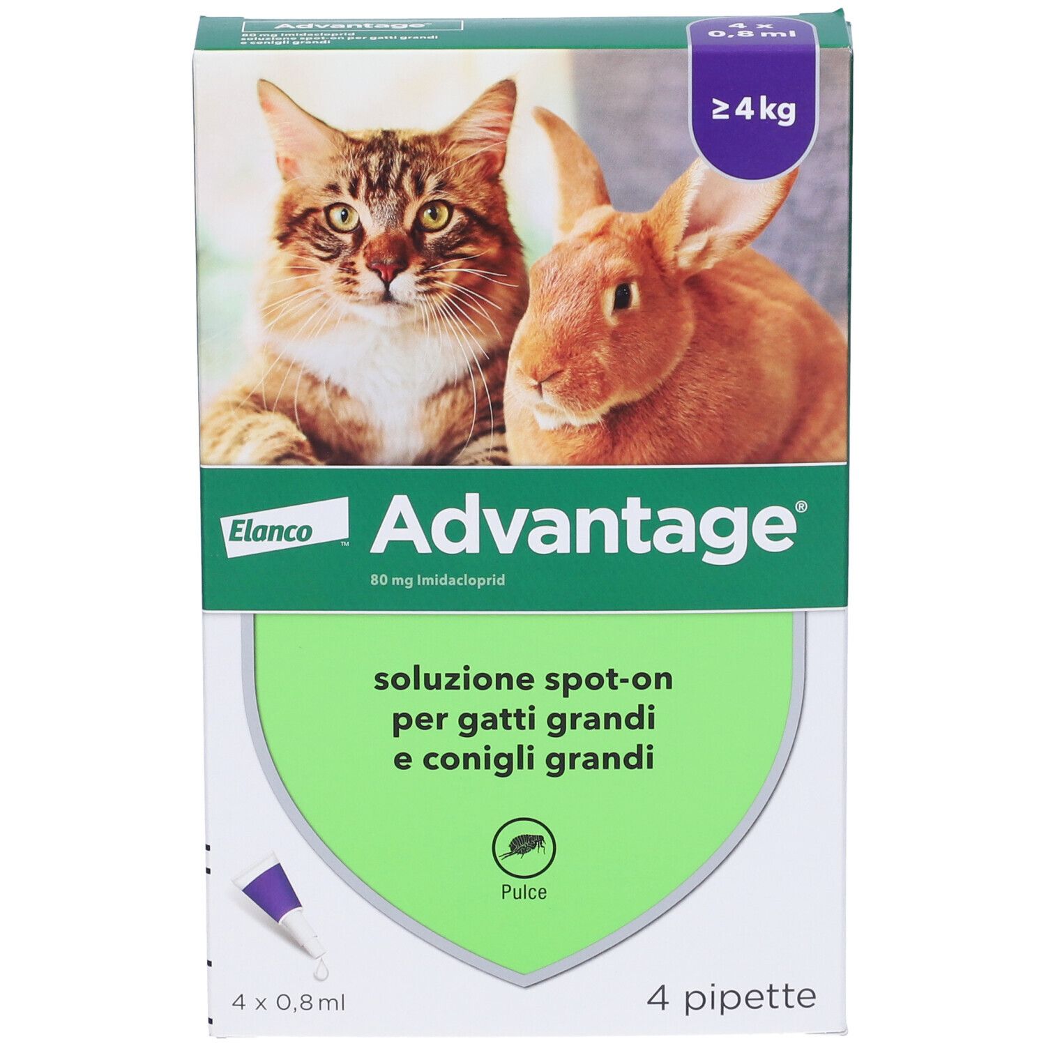 Advantage 80 Mg Soluzione Spot-On Per Gatti Grandi E Conigli Grandi