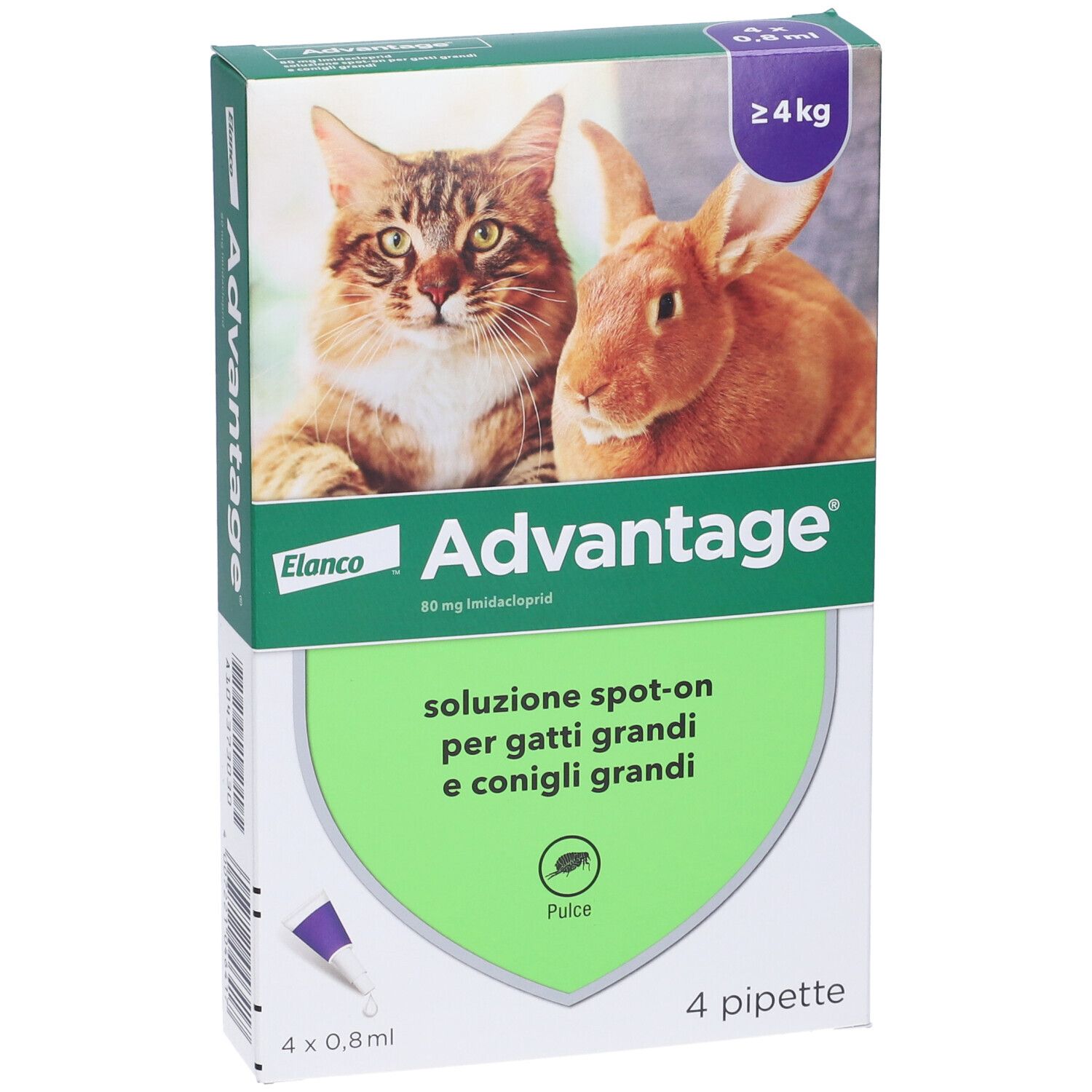 Advantage 80 Mg Soluzione Spot-On Per Gatti Grandi E Conigli Grandi
