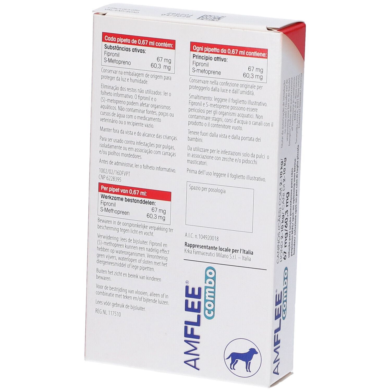 Amflee Combo 67 Mg/60,3 Mg Soluzione Spot-On Per Cani Di Taglia Piccola
