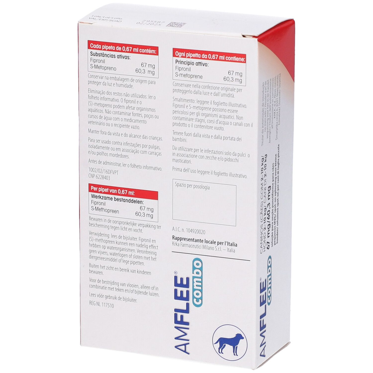 Amflee Combo 67 Mg/60,3 Mg Soluzione Spot-On Per Cani Di Taglia Piccola
