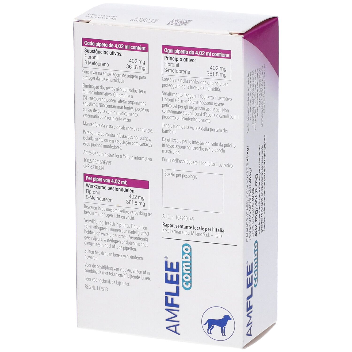 Amflee Combo 402 Mg/ 361,8 Mg Soluzione Spot-On Per Cani Di Taglia Gigante