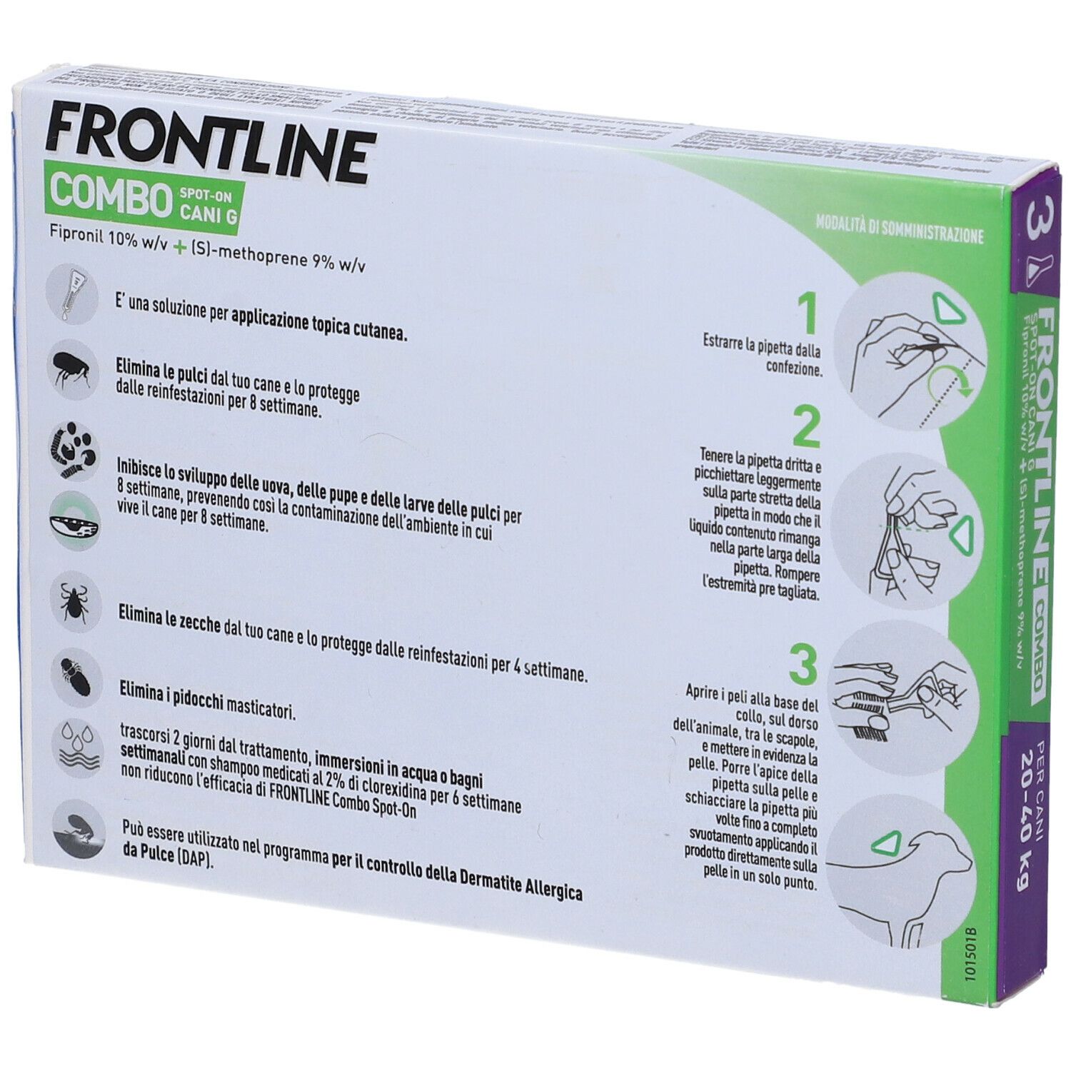 FRONTLINE COMBO SPOT-ON CANI G soluz 3 pipette 2,68 ml 268 mg + 241,2 mg cani da 20 a 40 Kg