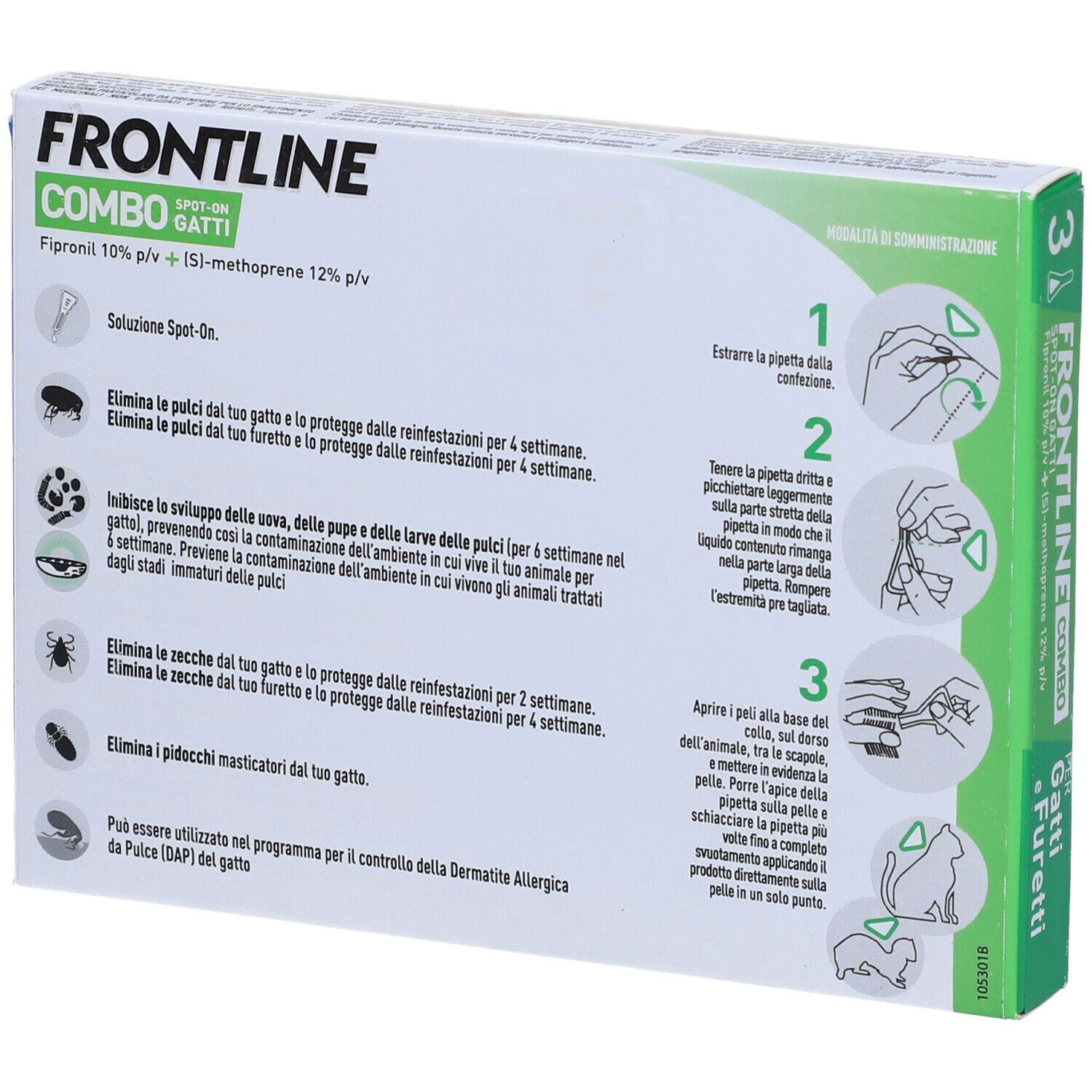 FRONTLINE COMBO SPOT-ON GATTI soluz 3 pipette 0,5 ml 50 mg + 60 mg gatti e furetti