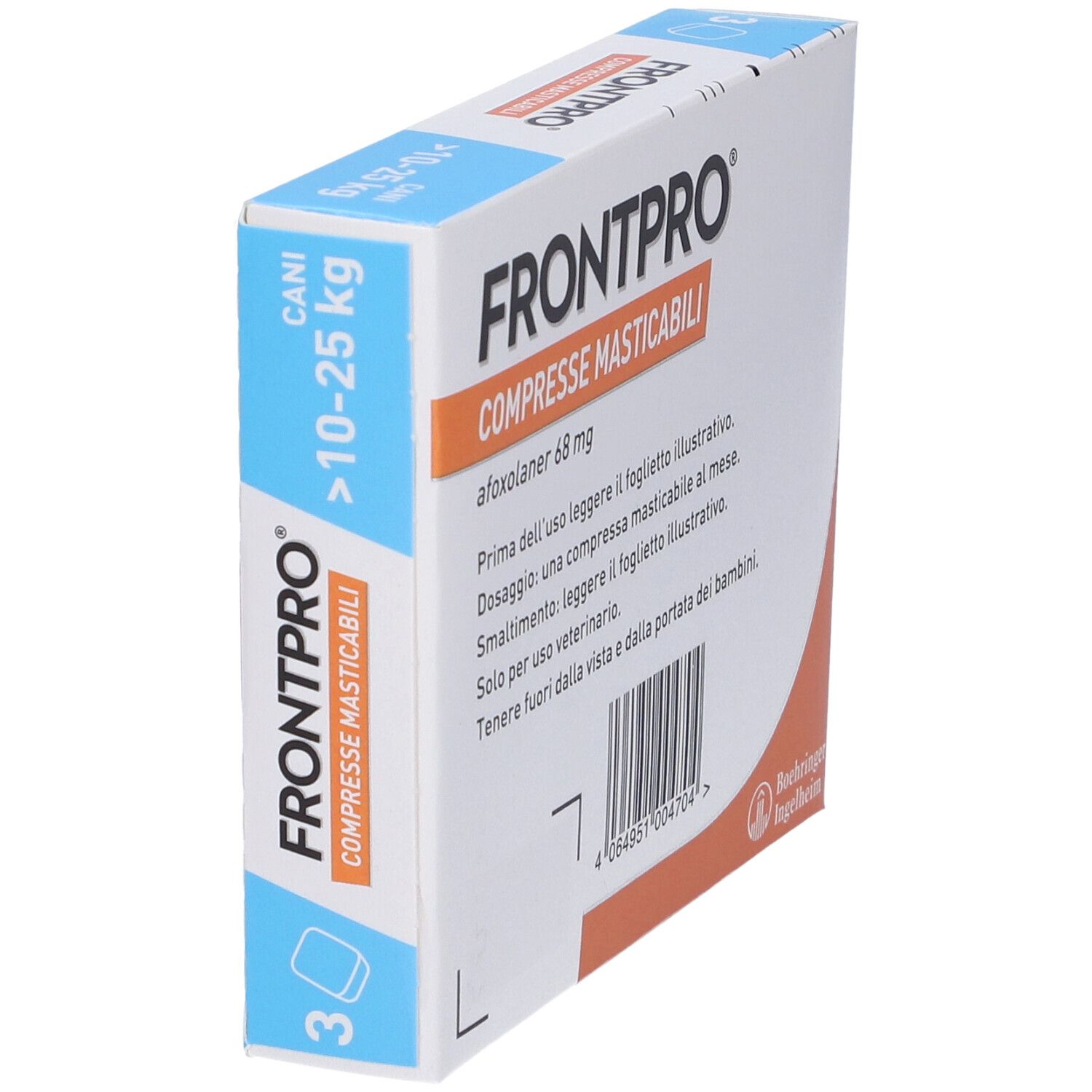 FRONTPRO x3 Compresse Masticabili, Antiparassitario Per Cani (10-25Kg) Contro Pulci E Zecche