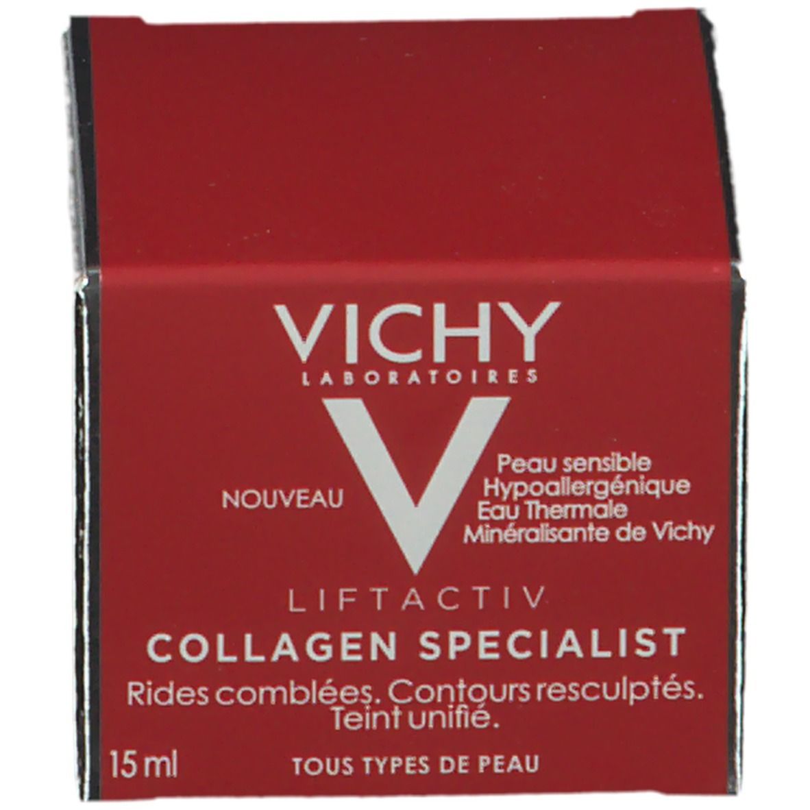 Confezione e vasetto. Confezione rosa, con testo: VICHY, NEOVADIOL ROSE PLATINIUM, 15 ml.