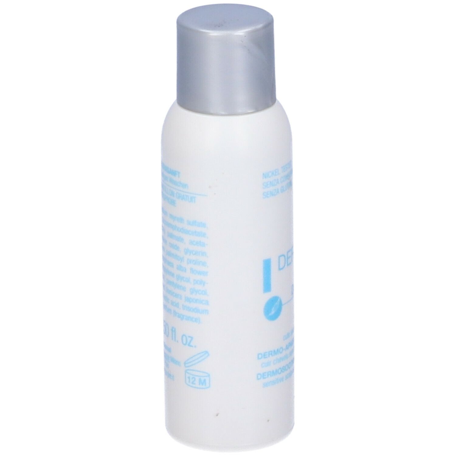 Flacone bianco, tappo argento. Testo: Bionike. Retro con ingredienti e avvertenze.