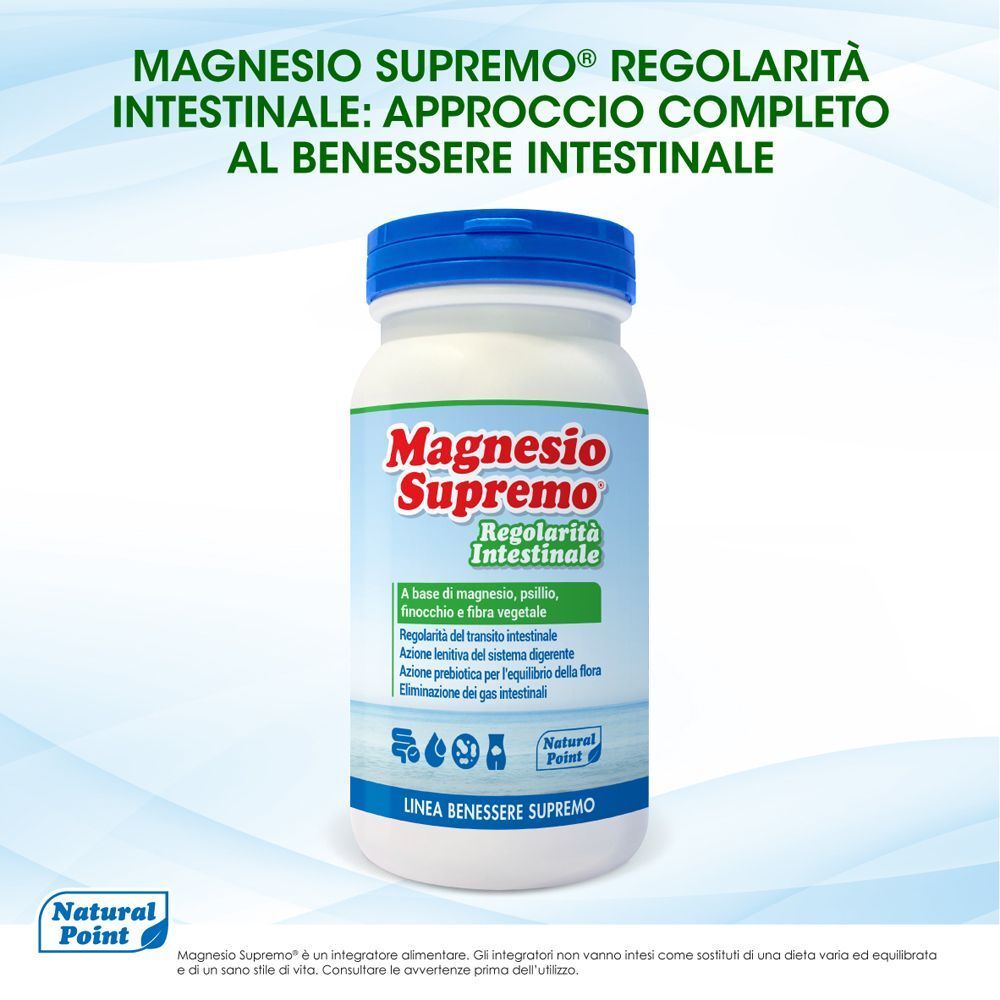 Contenitore Magnesio Supremo®, approccio completo al benessere intestinale.