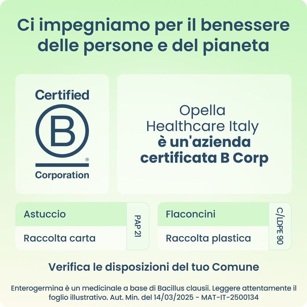 Certificato B Corp. Indicazioni per la raccolta differenziata di carta e plastica.