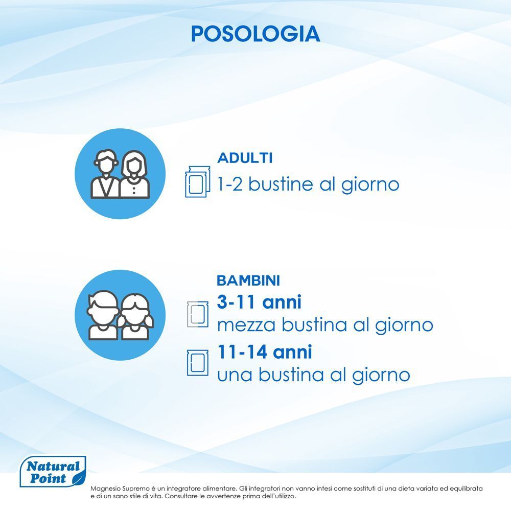 Posologia di Magnesio Supremo® per adulti e bambini.