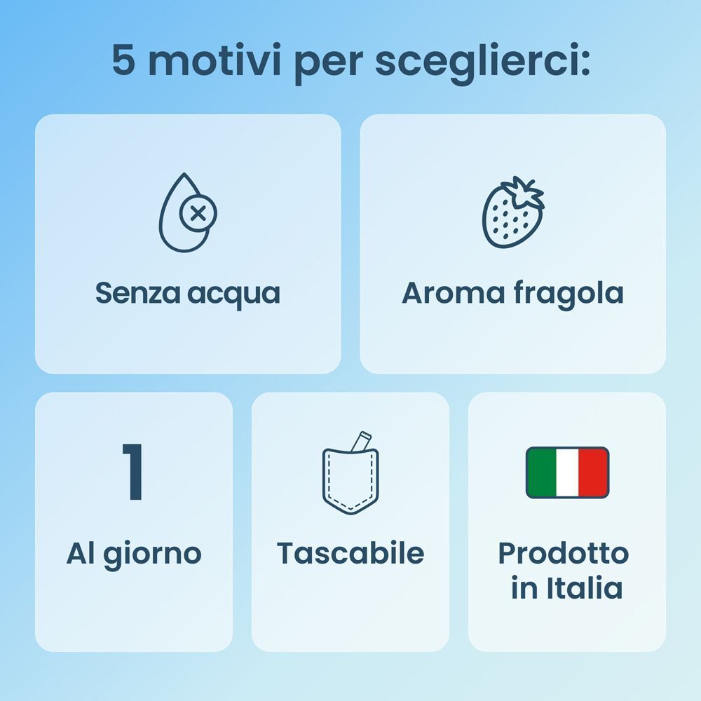 Enterogermina Viaggi: Senza acqua, aroma fragola, tascabile, 1 al giorno, Prodotto in Italia.