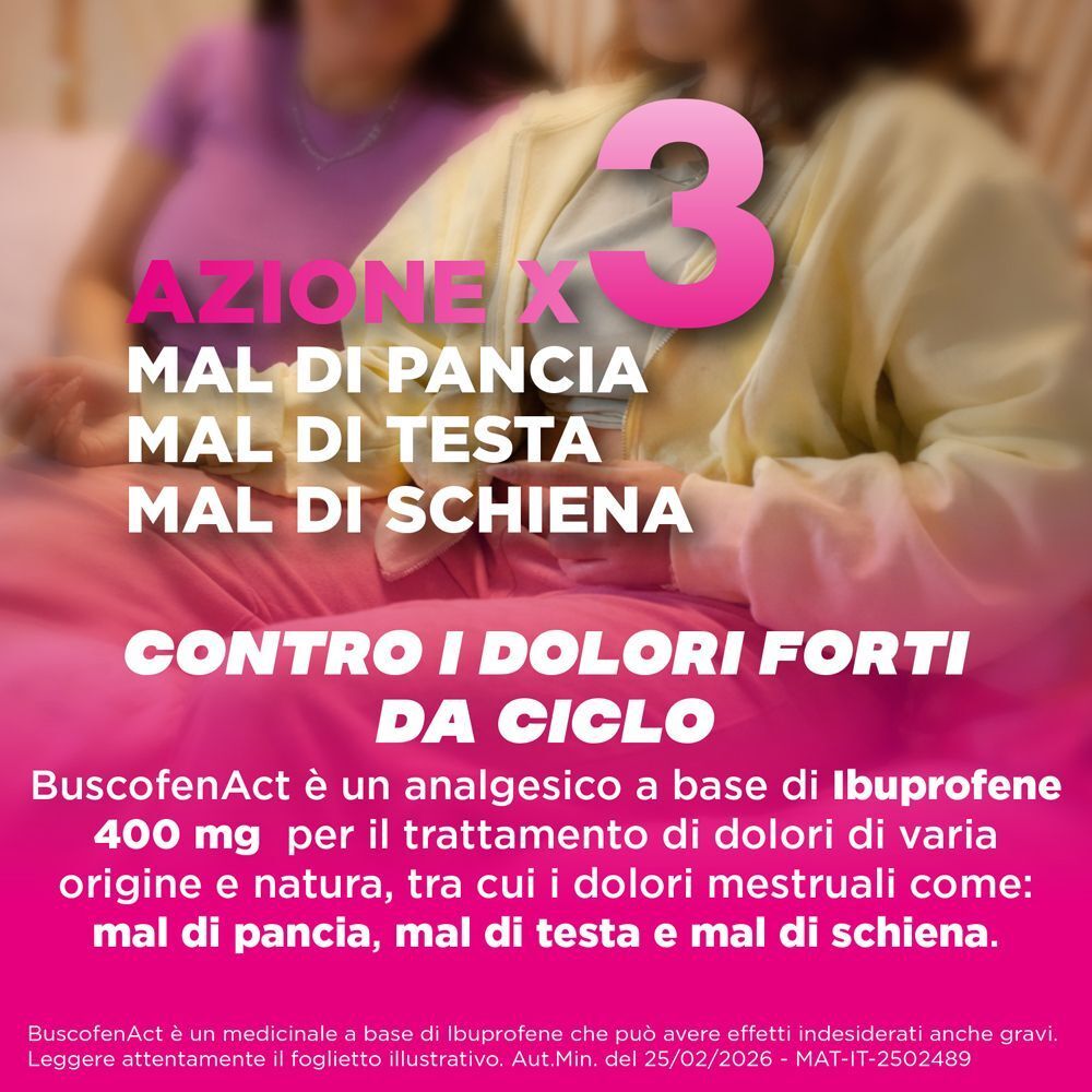BuscofenAct: Contro dolori forti da ciclo, mal di pancia, testa e schiena.