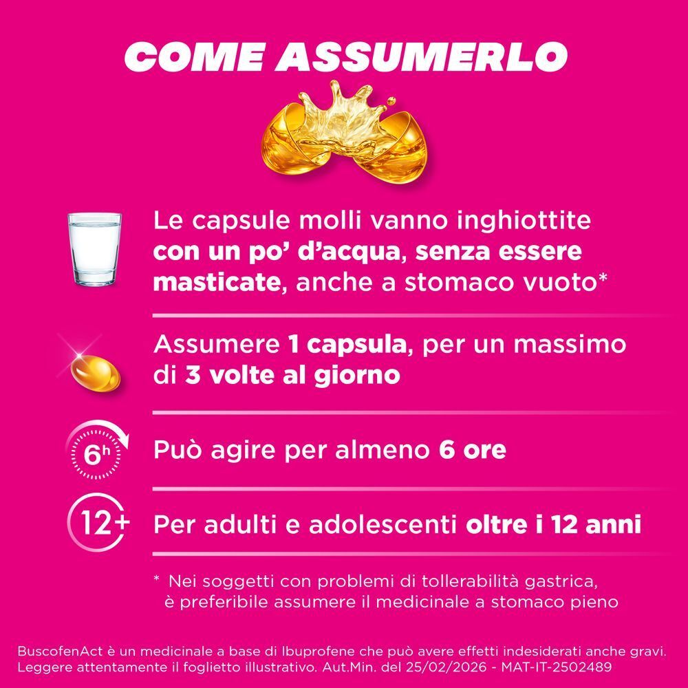 Uso: 1 capsula fino a 3 volte/giorno con acqua. Agisce per almeno 6 ore.