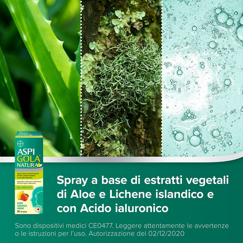 Aspi Gola Natura Mal di Gola e Tosse Spray Albicocca e Limone Set da 2