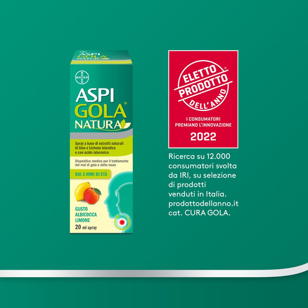 Aspi Gola Natura Mal di Gola e Tosse Spray Albicocca e Limone Set da 2