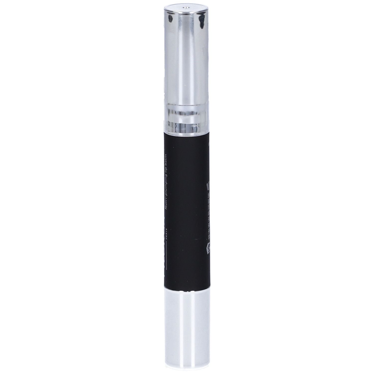 Balsamo labbra con tappo argentato e corpo nero. Scritta: NUTRI-FILLER LIPS.