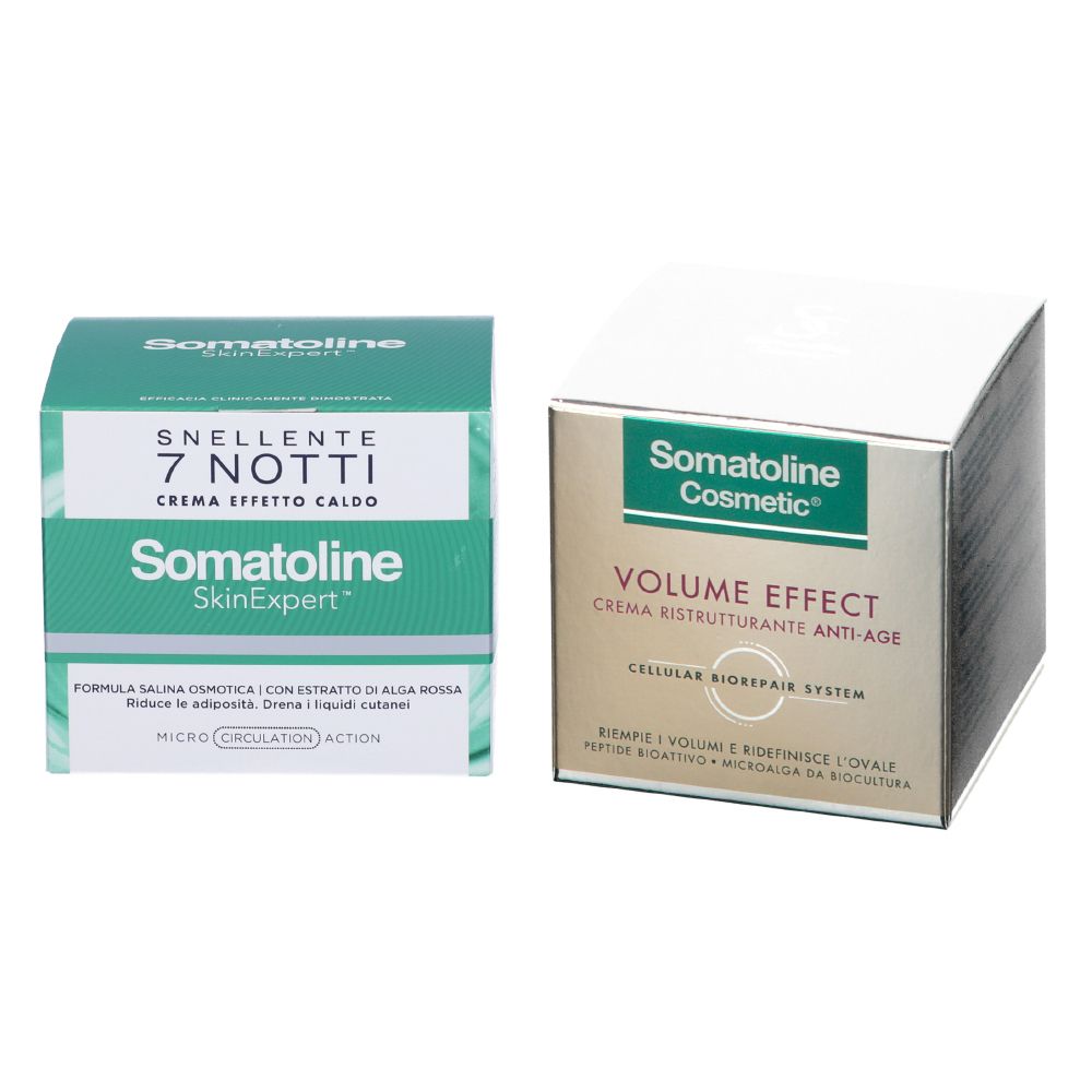 Somatoline Cosmetic® Snellente 7 Notti Crema Effetto Caldo + Volume Effect Crema Ristrutturante Anti-age