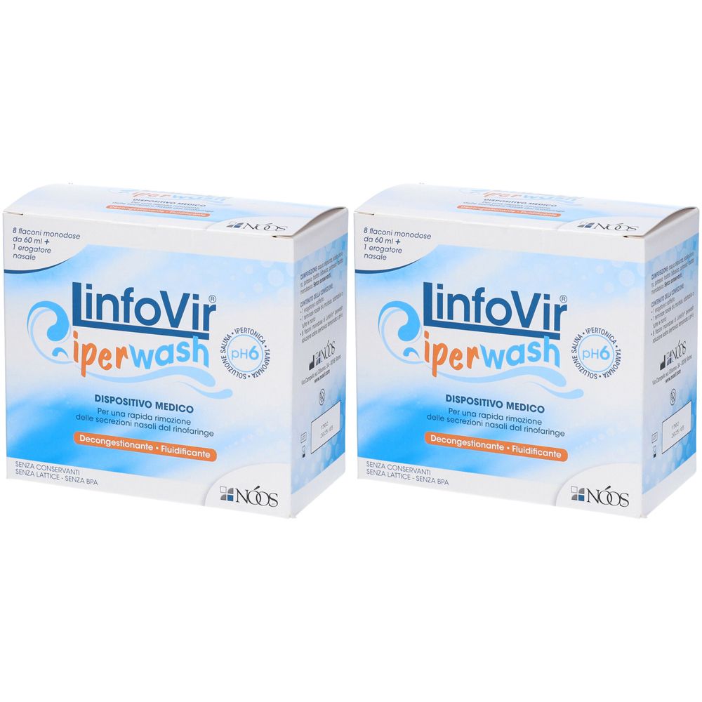 Linfovir Iperwash Soluzione Salina Ipertonica Tamponata Set da 2 2x8x60 ml