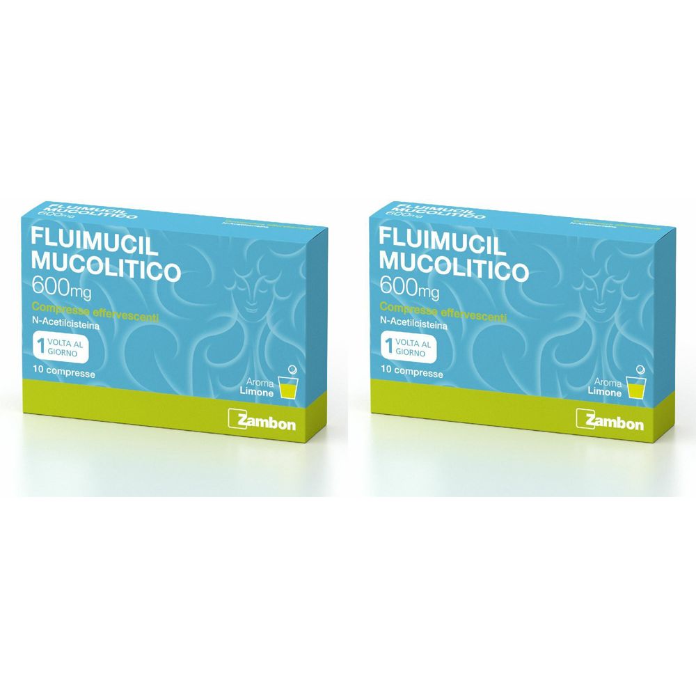 Fluimucil Mucolotico 600 mg Compresse Effervescenti Aroma Limone Set da 2