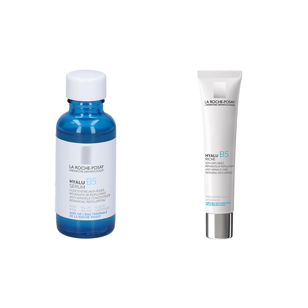 La Roche-Posay Hyalu B5 Crema Viso Anti-età Con Acido Ialuronico Texture Ricca + Siero Anti-Rughe Rimpolpante con Acido Ialuronico