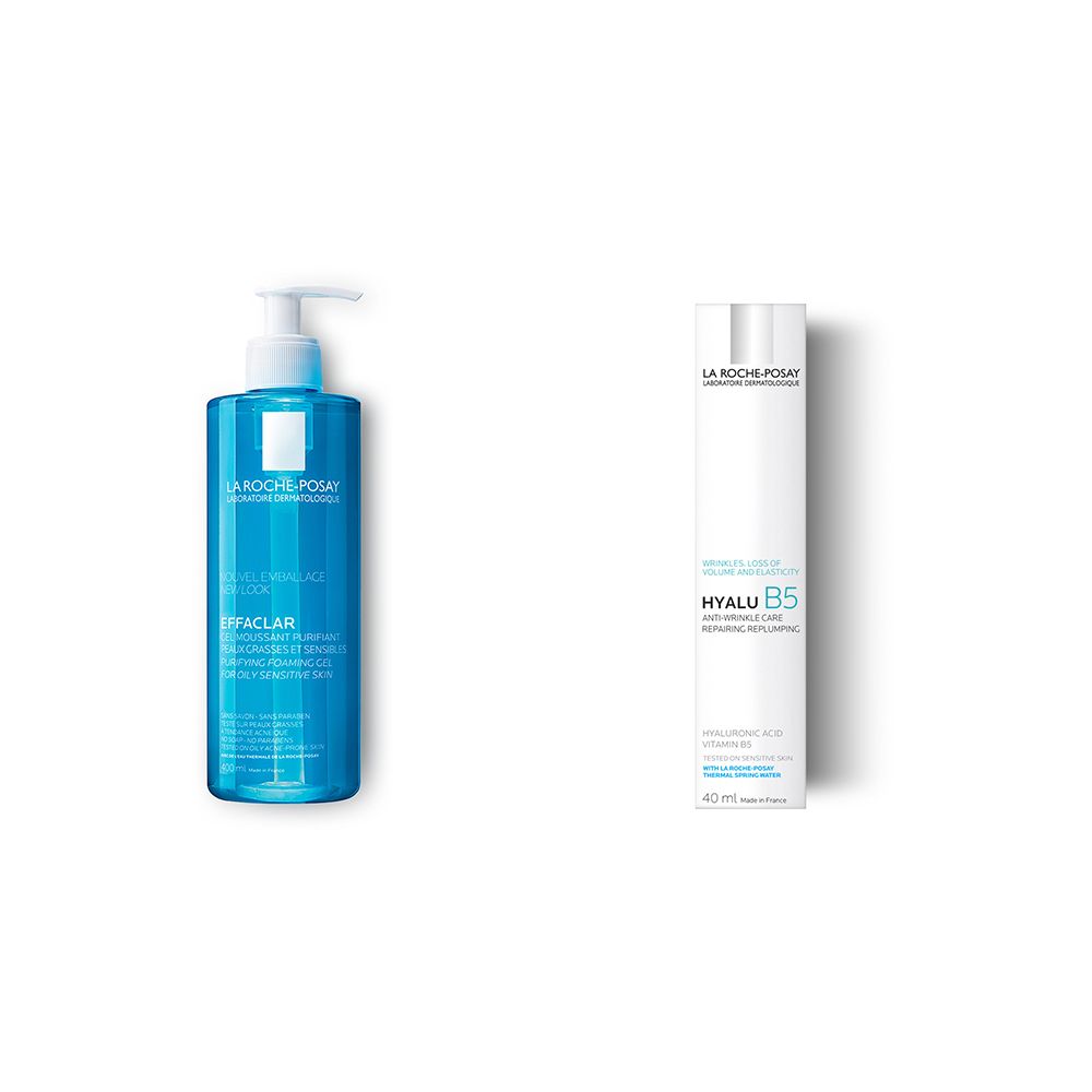 La Roche-Posay Hyalu B5 Crema Viso Anti-Rughe Rimpolpante + Effaclar Gel Anti-Imperfezioni