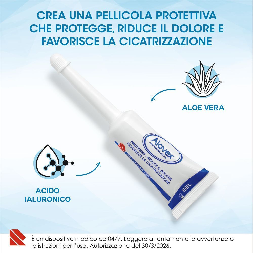 Tubetto Alovex® Gel Protezione Attiva con applicatore, Aloe Vera e Acido Ialuronico.