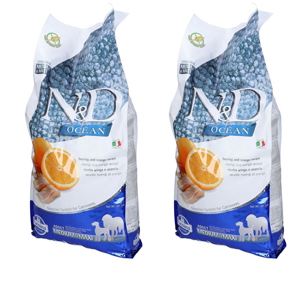 Farmina® N&D Ocean Herring & Orange Adult Medium & Maxi Set da 2