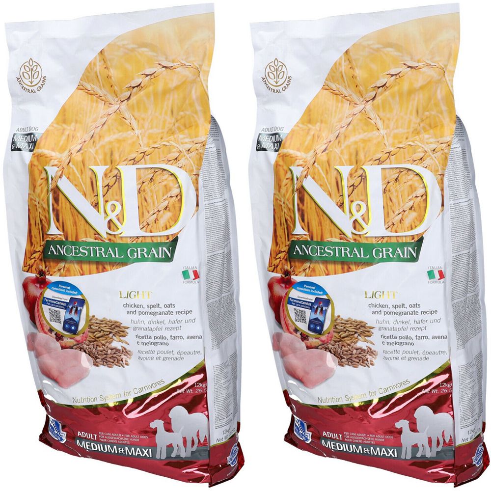 Farmina® N&D Ancestral Grain Chicken & Pomegranate Light Medium & Maxi ...