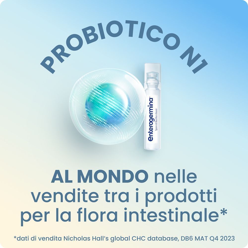 Enterogermina 2 Miliardi: il probiotico per la flora intestinale più venduto al mondo.