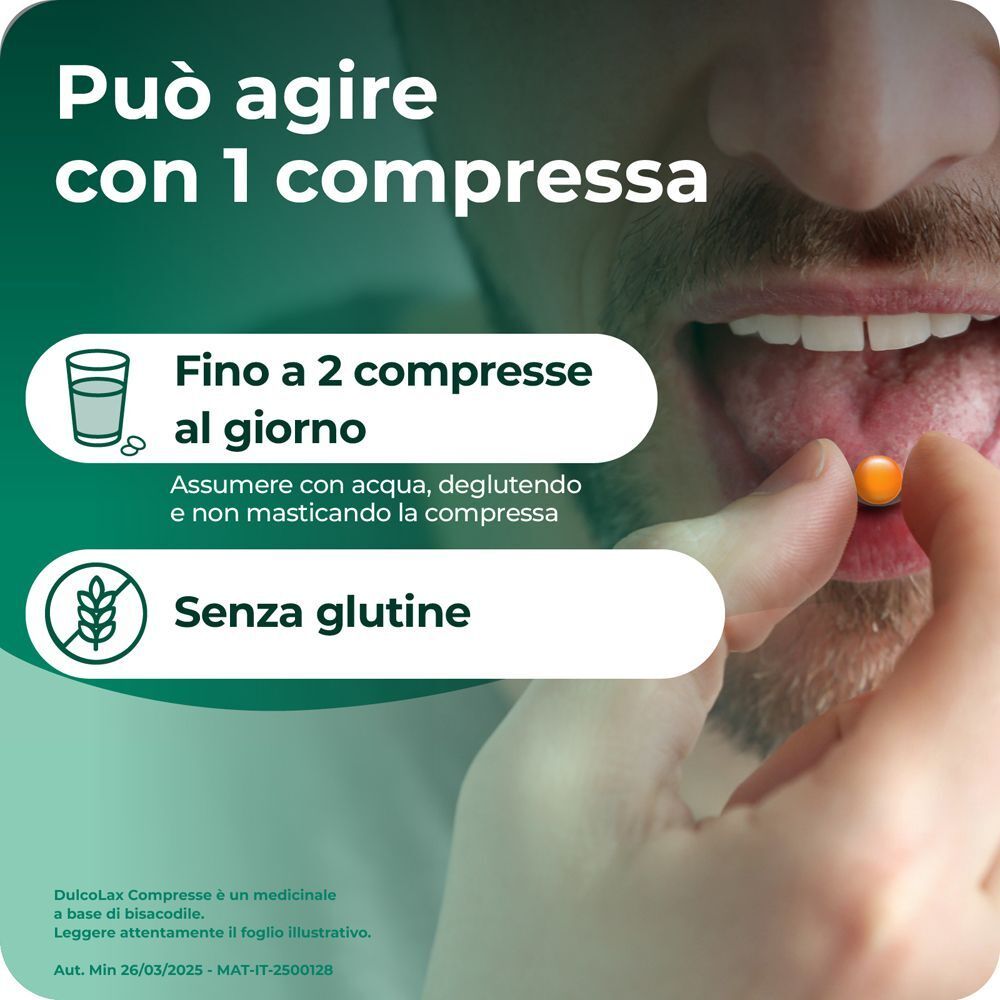 Può agire con 1 compressa. Fino a 2 compresse al giorno. Senza glutine.