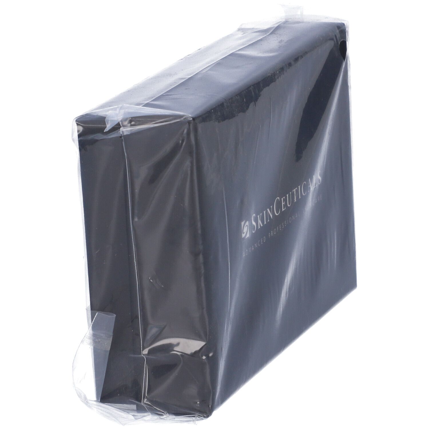 Confezione rettangolare nera in pellicola trasparente. Logo e scritta SkinCeuticals.